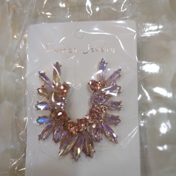 Rhinestone Wing Shape Stud Earrings In Pink - Picture 6 of 6